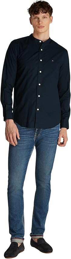 Detalle 2 de Tommy Hilfiger Camisa Flex Poplin Mao M Azul 100% algodón