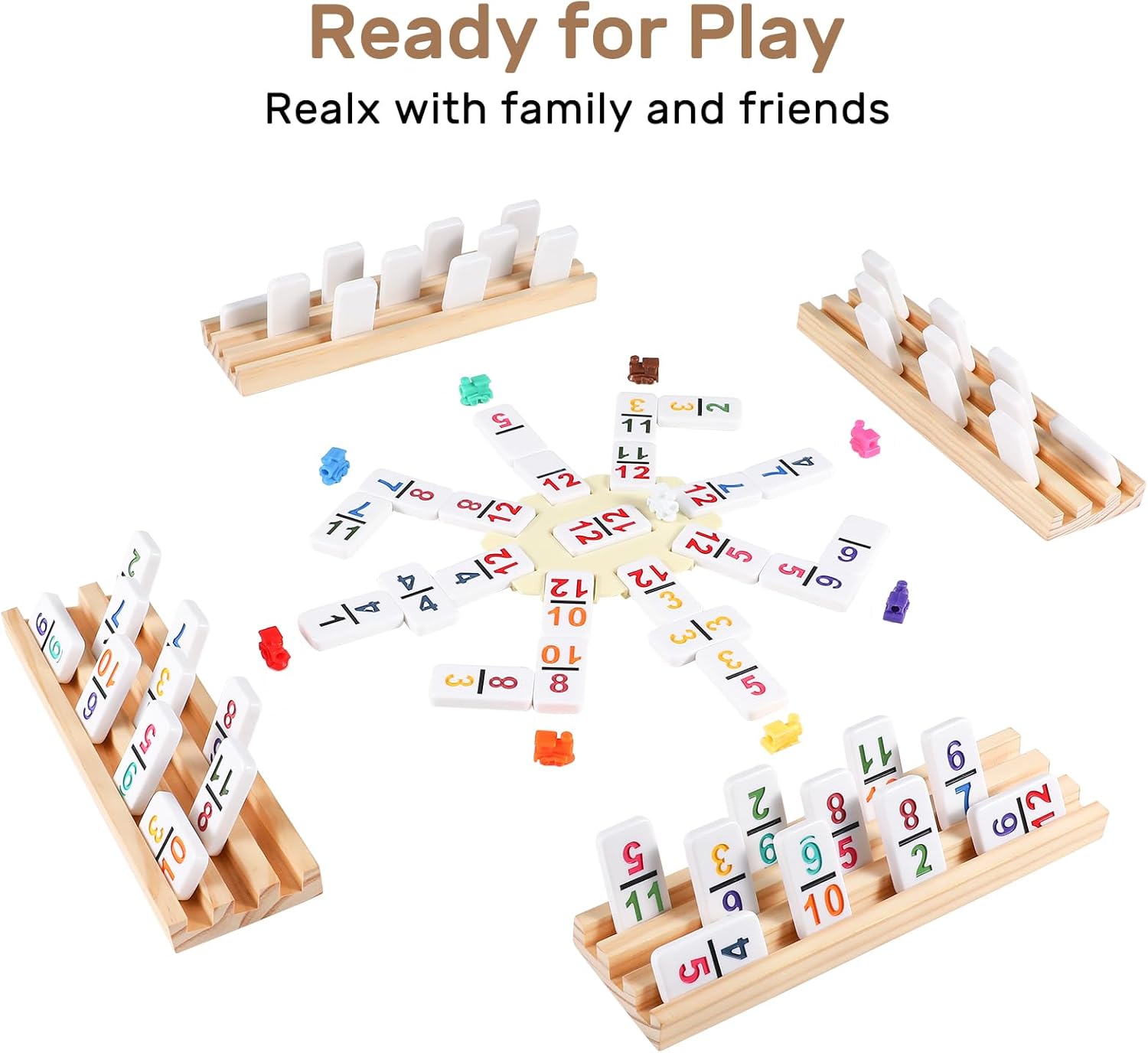 Detalle de Mexican Train Dominoes Set Double 12, 91 Tiles