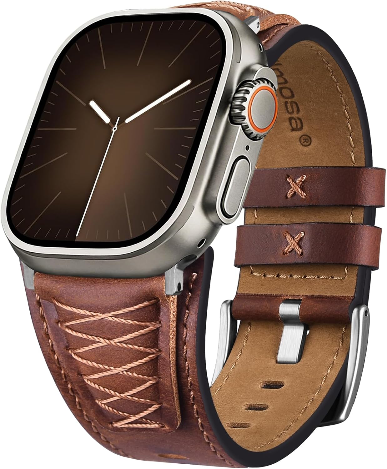 Detalle de Fullmosa Leather Strap for Apple Watch Ultra 3/2 & Series 11–1: Dark Brown