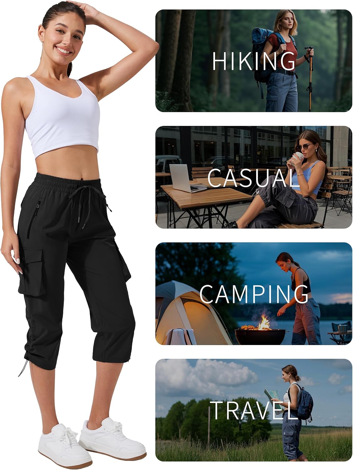 Detalle 2 de Pioneer Camp Caprihose Damen 3/4 Sommerhose – Leicht, bequem und praktisch