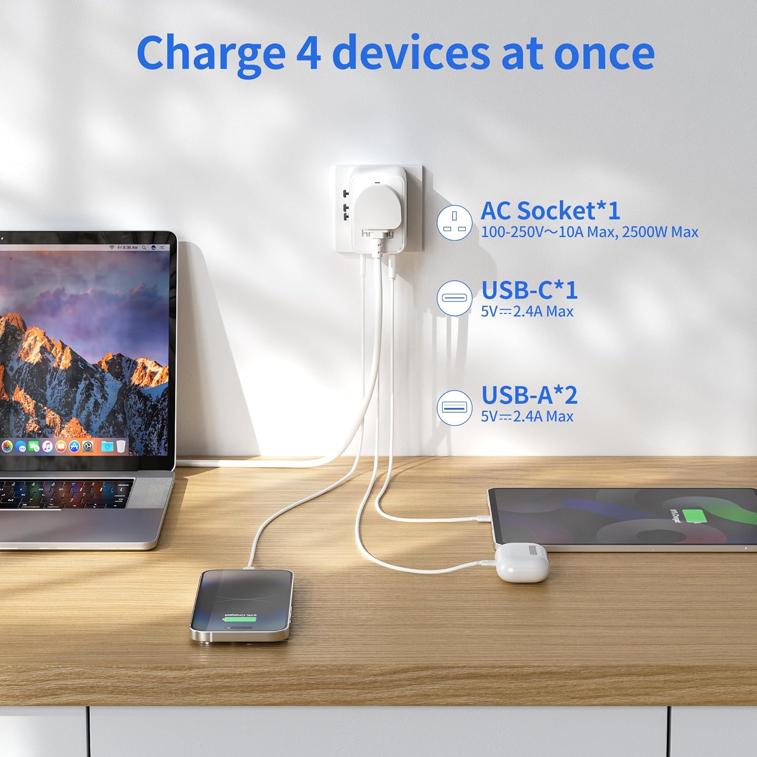 Thumbnail 2 de Hotimy Universal Travel Adapter 4‑plug 🌍