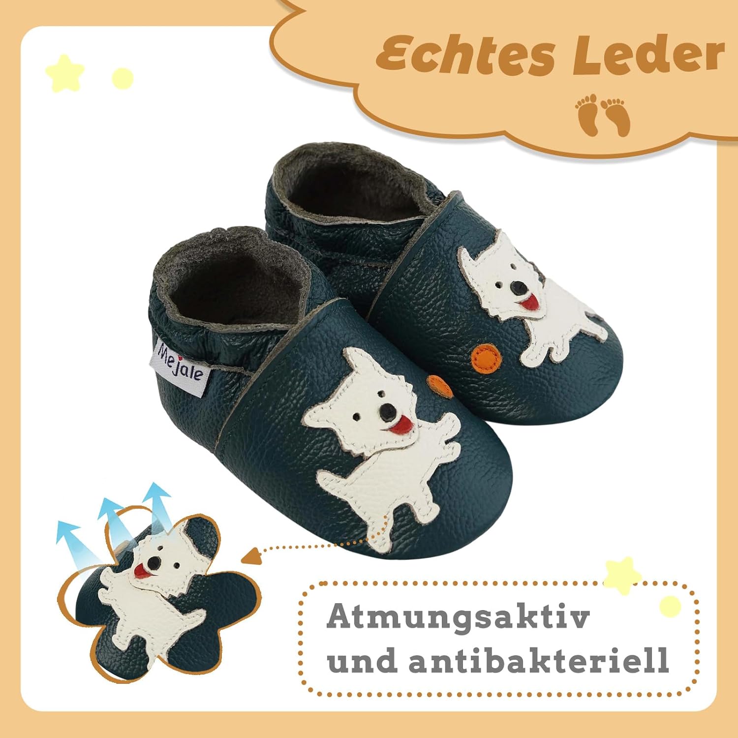 Thumbnail 1 de Mejale Krabbelschuhe aus Leder für Babys – Lauflernschuhe, Krabbel- und Hausschuhe aus Leder