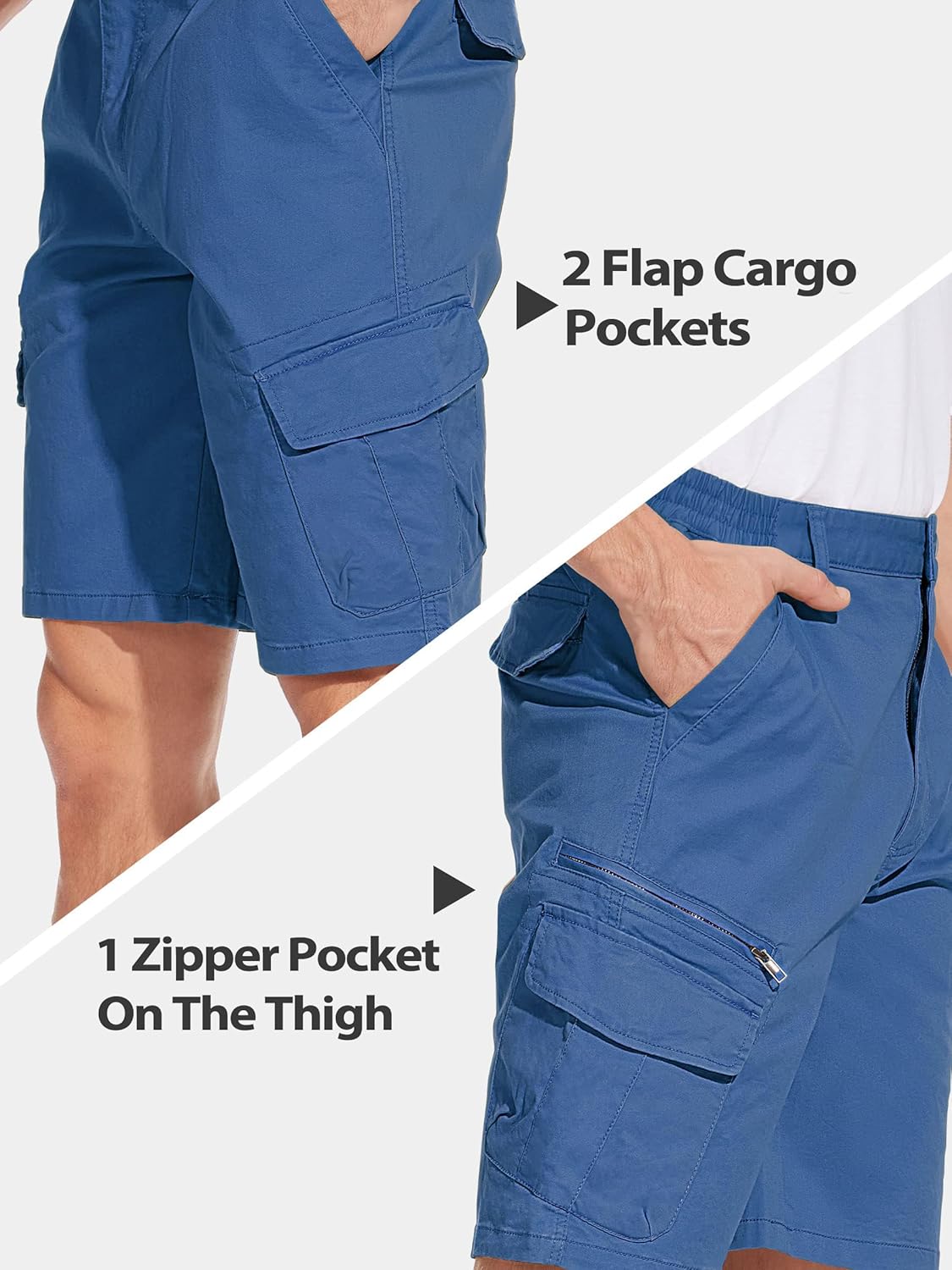 Thumbnail 3 de TACVASEN Men's Cargo Shorts with Elasticated Waist and 7 Pockets — Breathable Summer Work shorts