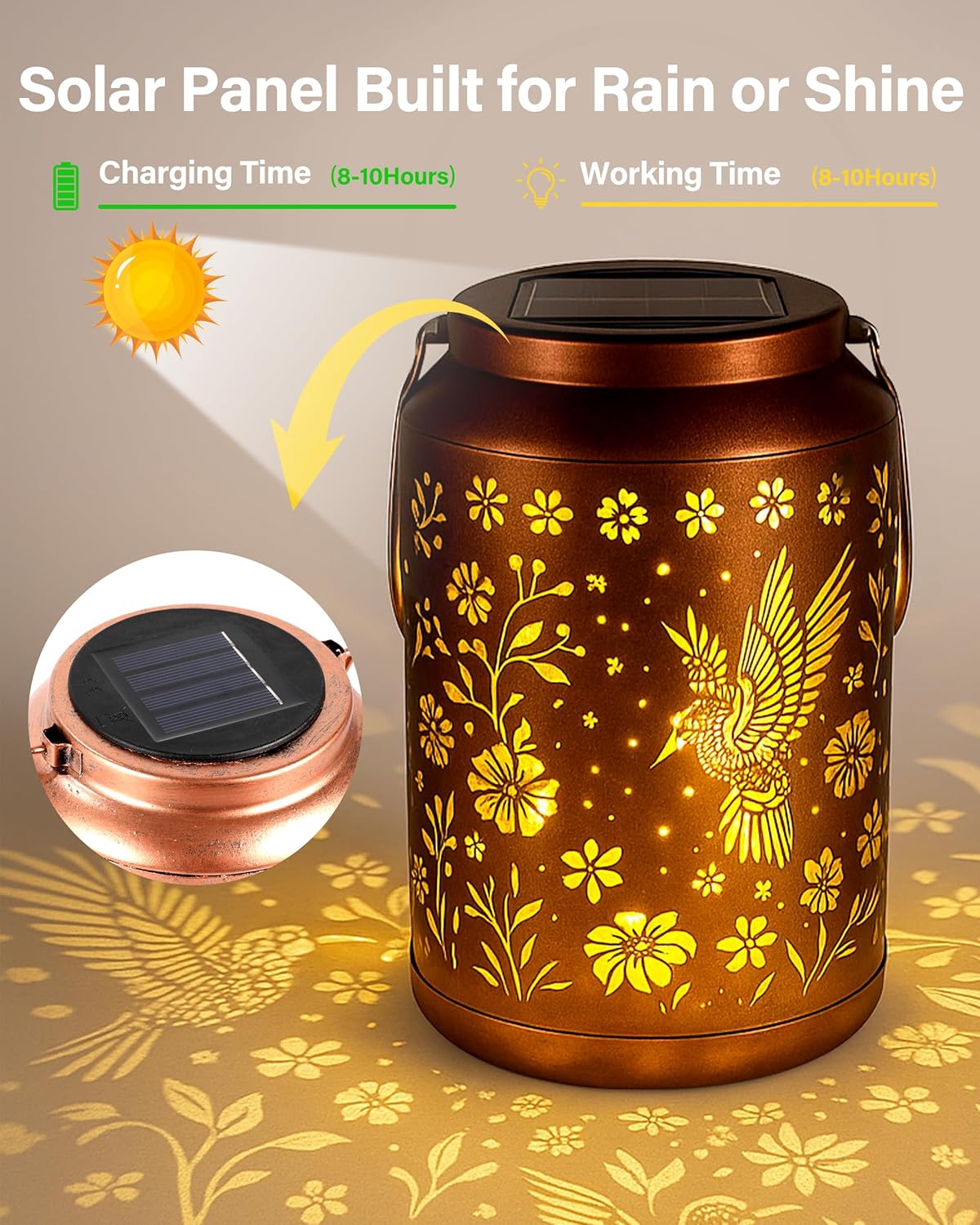 Thumbnail 1 de Solar Hummingbird Garden Light for Mum – Hanging Lantern