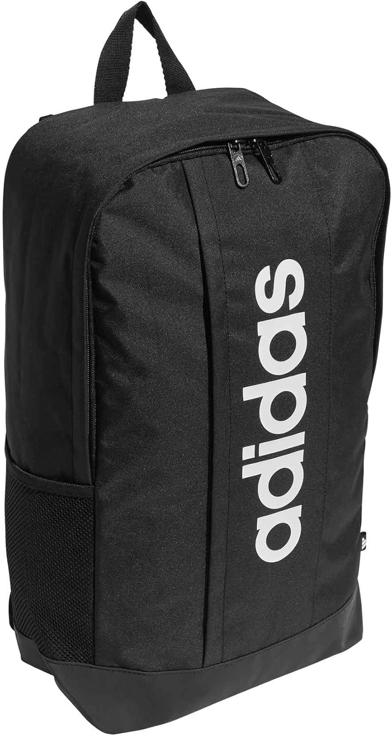 Detalle de adidas Unisex Linear Backpack – Black/Black/White, 18.5 L