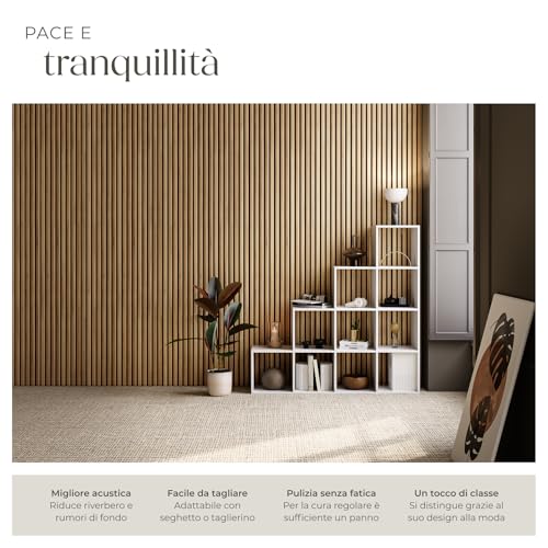 Detalle de tectake Set di 4 Pannelli Acustici Effetto Legno: design moderno e assorbimento elevato