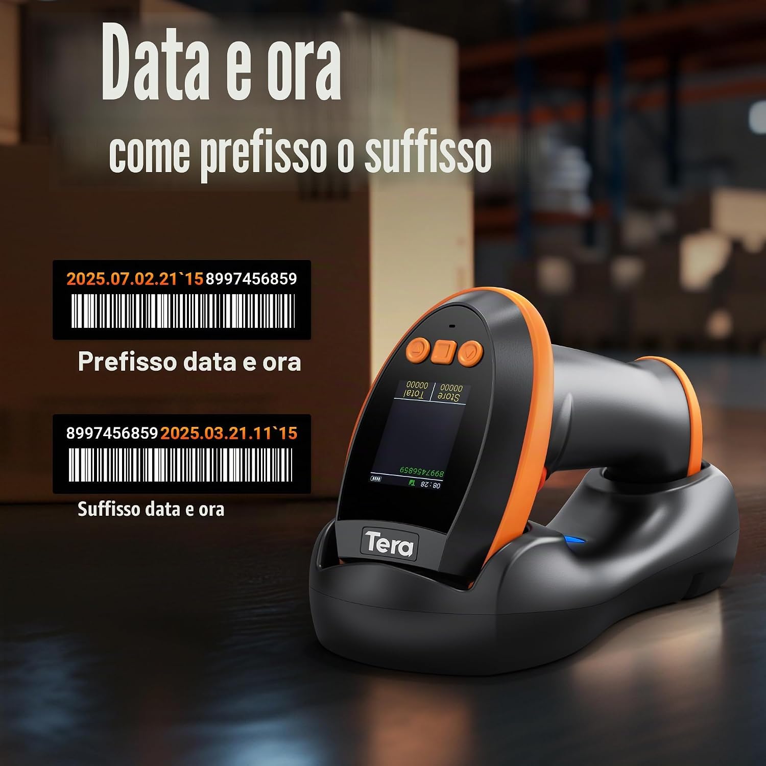 Thumbnail 6 de Tera Barcode Scanner 2D HW0009: lettore wireless con display, 3 tasti e base di ricarica