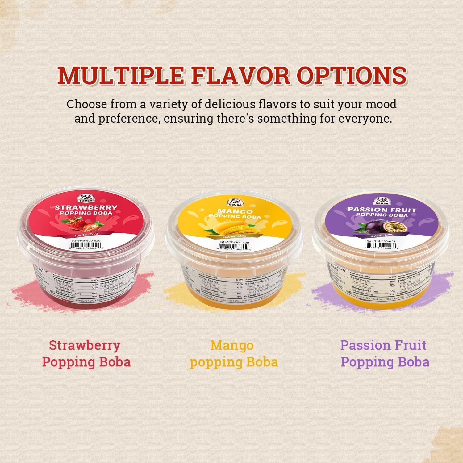 Thumbnail 1 de Soeos Mango Popping Boba, 1.2 kg Jar for Bubble Tea and Desserts