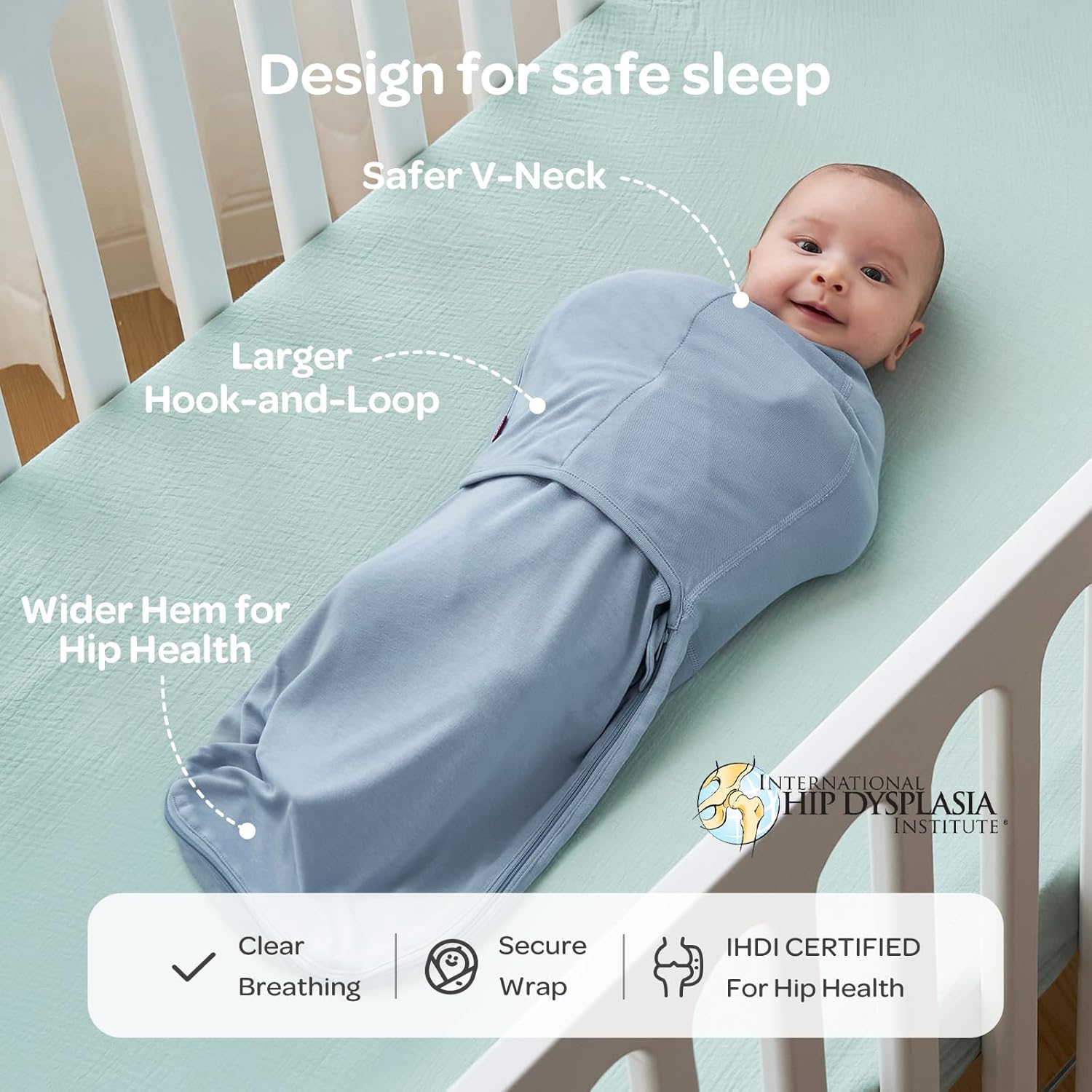 Thumbnail 3 de Momcozy Swaddles for Newborns (0–3 Months) Quiet Fastener Sleep Sack Swaddle, Serenity, 2-Pack