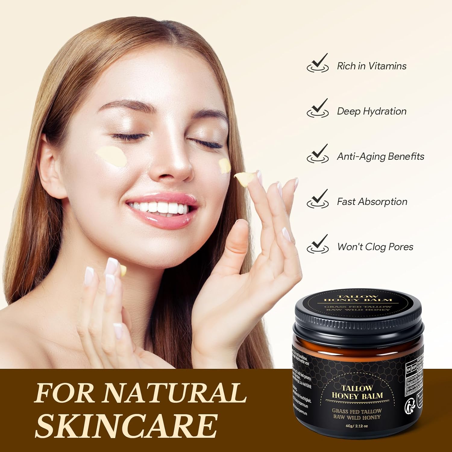 Thumbnail 1 de Beef Tallow Creme – Rindertalg Creme für Tiefenhydration und sanfte Hautpflege (60 g / 2.12 oz)