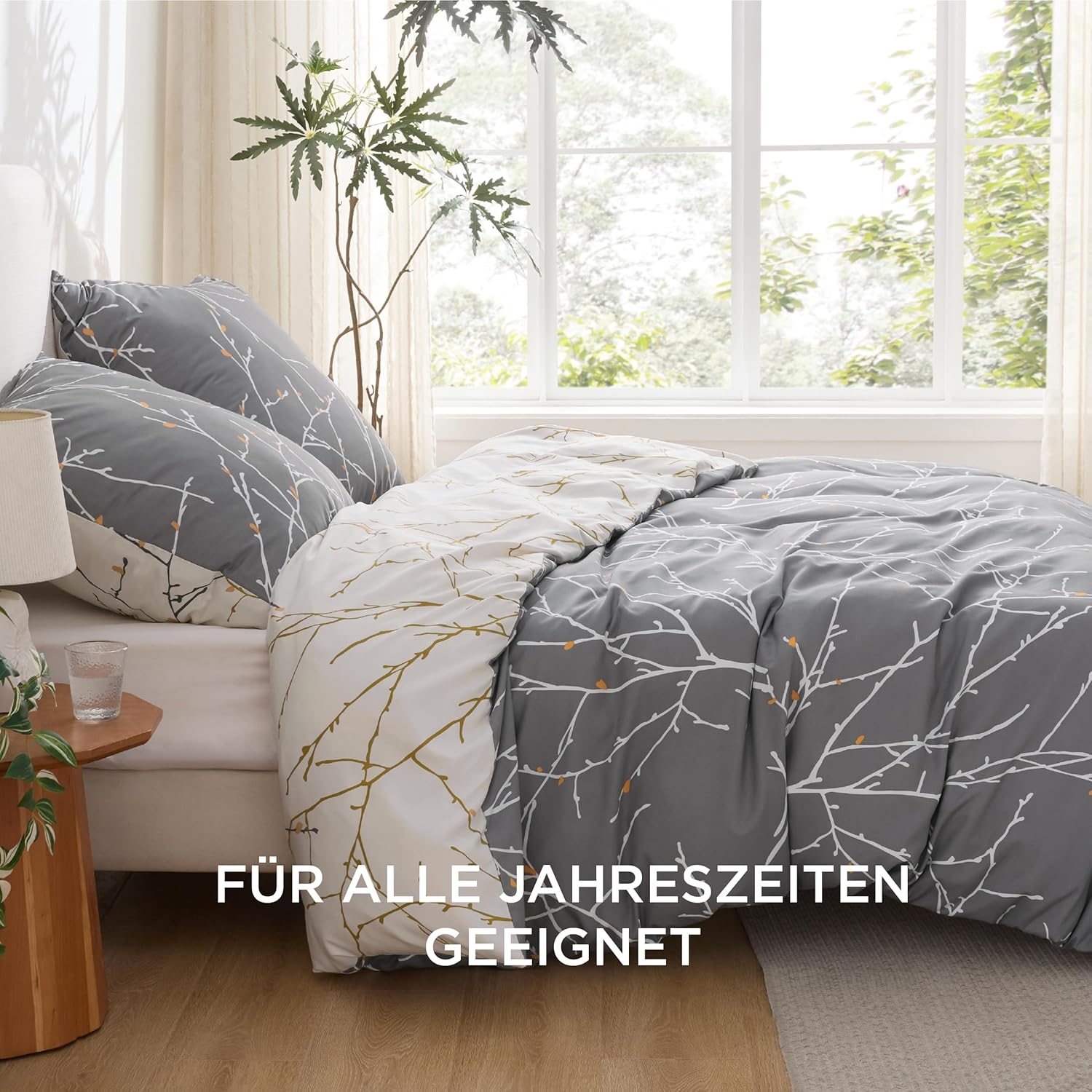 Thumbnail 5 de BEDSURE Bettwäsche 135x200 Grau Zweige