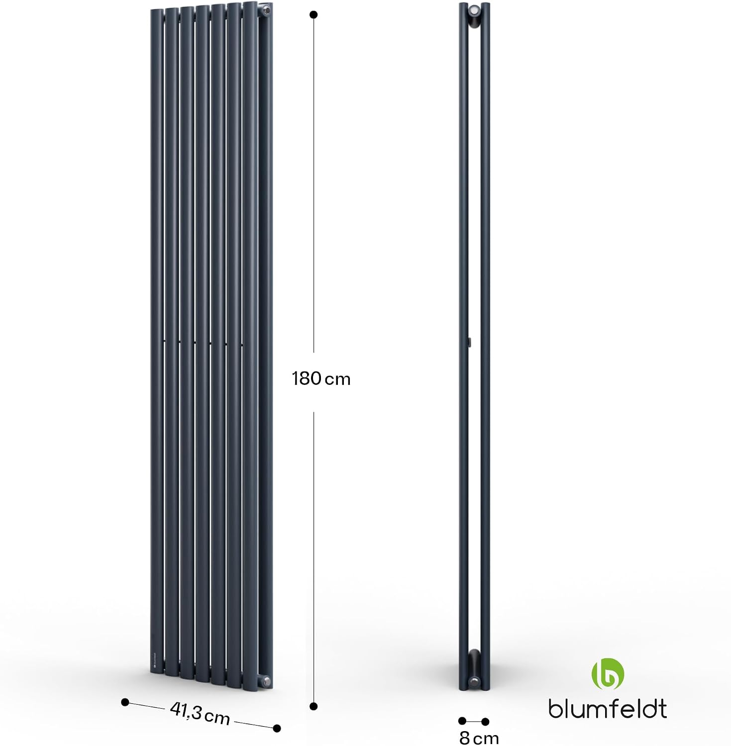 Detalle 2 de blumfeldt SAN2-Thal-2-180*41-a Hot Water Radiator, 1435W, Charcoal
