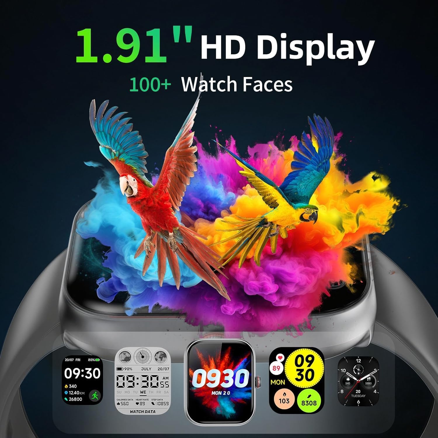 Detalle 2 de Smartwatch Herren Damen 1,91" AMOLED – Alexa, Telefonfunktion und 108+ Sportmodi