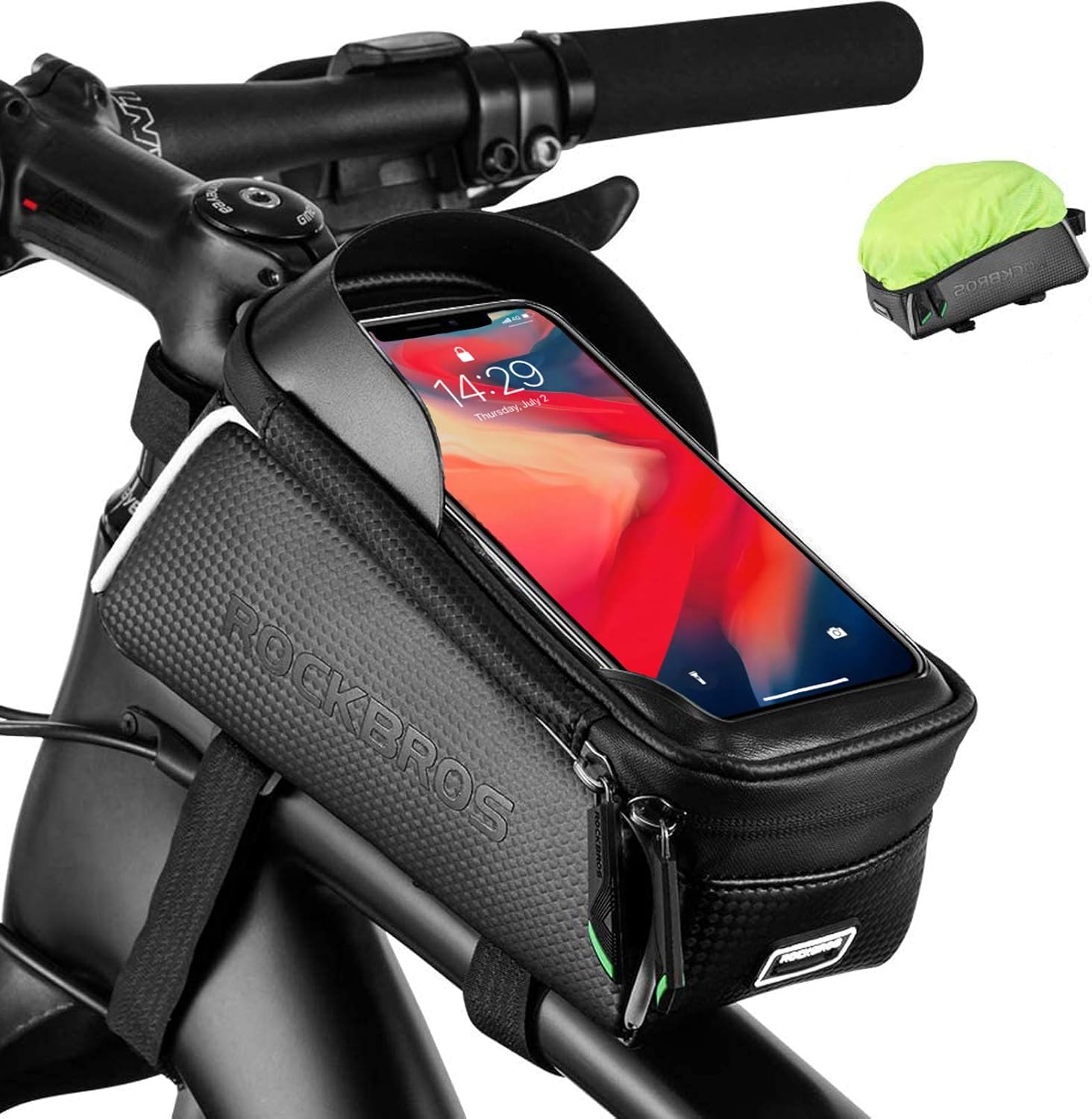 Thumbnail 6 de ROCKBROS Borsa Telaio per Bici con Touchscreen TPU fino a 6,5” e capacità 1,5L, idrorepellente con copertura anti-pioggia