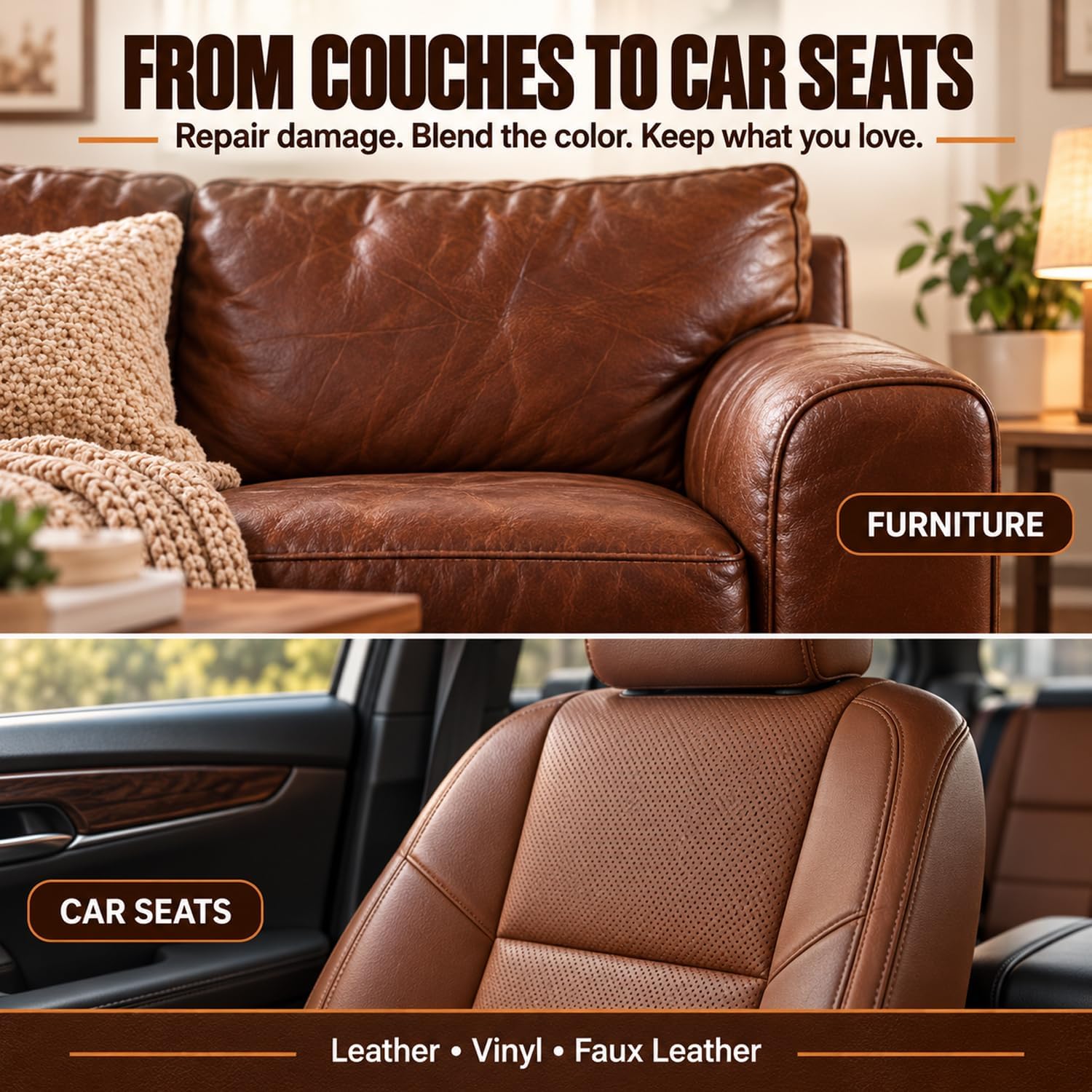 Detalle 2 de ARCSSAI ARCSSAL Brown Leather & Vinyl Repair Kit for Furniture and Cars