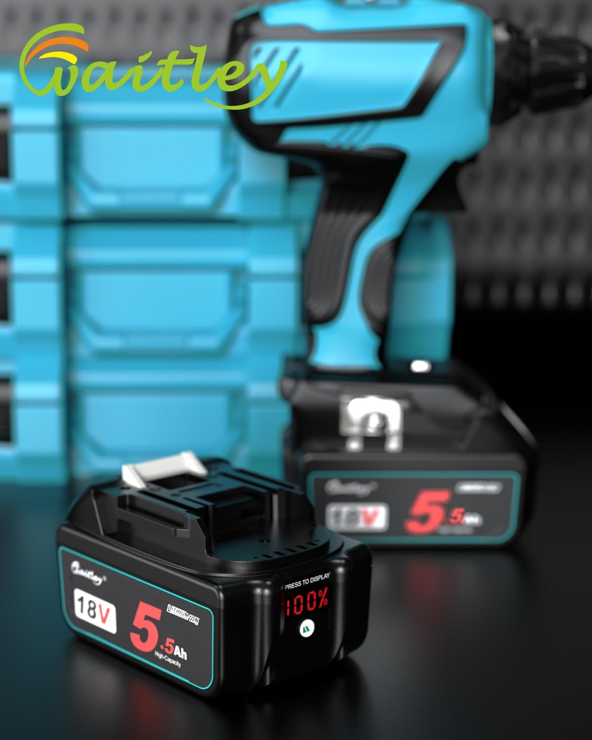 Detalle de 2X Waitley Batterie de Rechange Li-Ion 5500 mAh 18 V pour Makita – Fiabilité et autonomie pour vos outils 18V