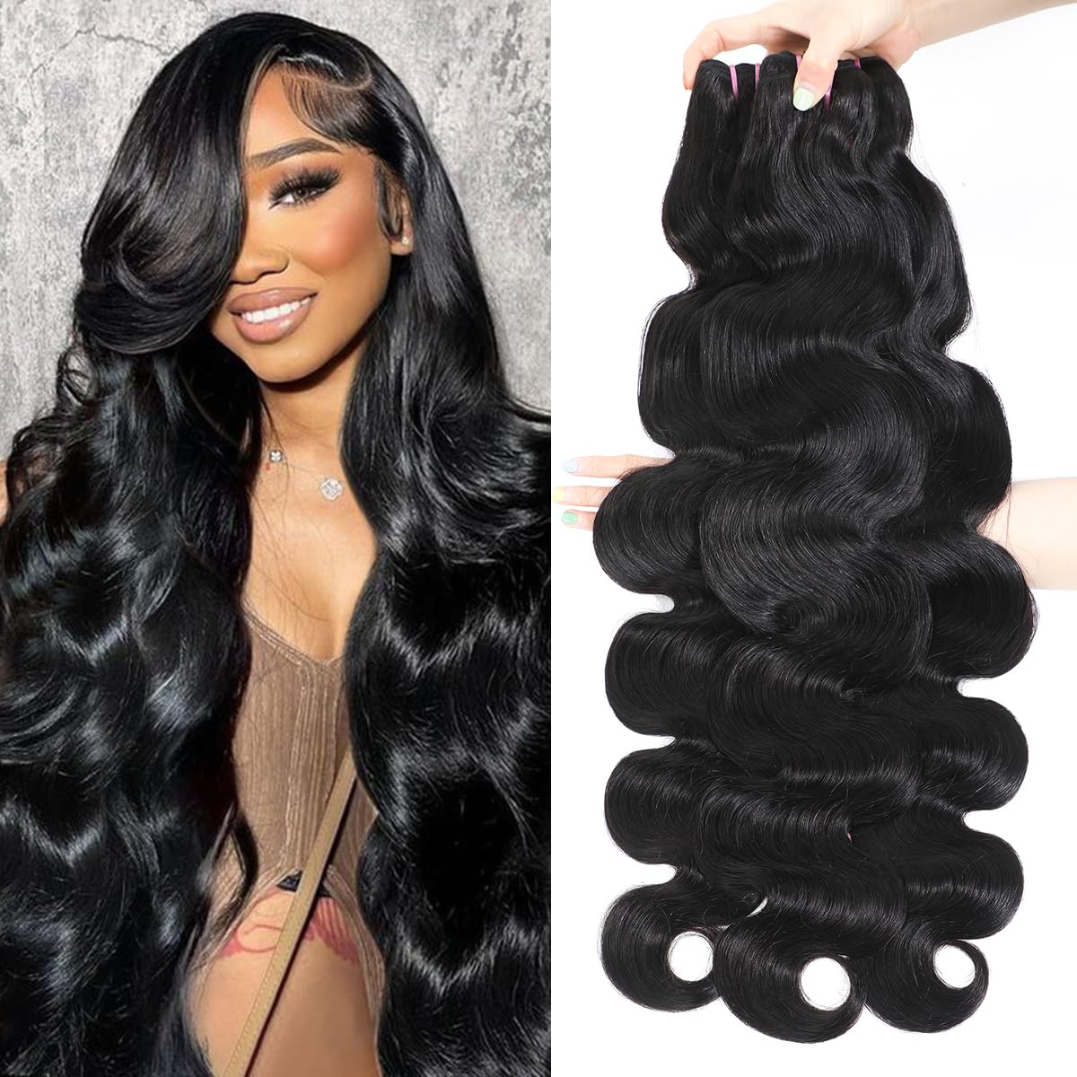 Thumbnail 6 de 16A Raw Body Wave Human Hair Bundles — Indian Virgin 4-Package (20, 22, 24, 26 in)
