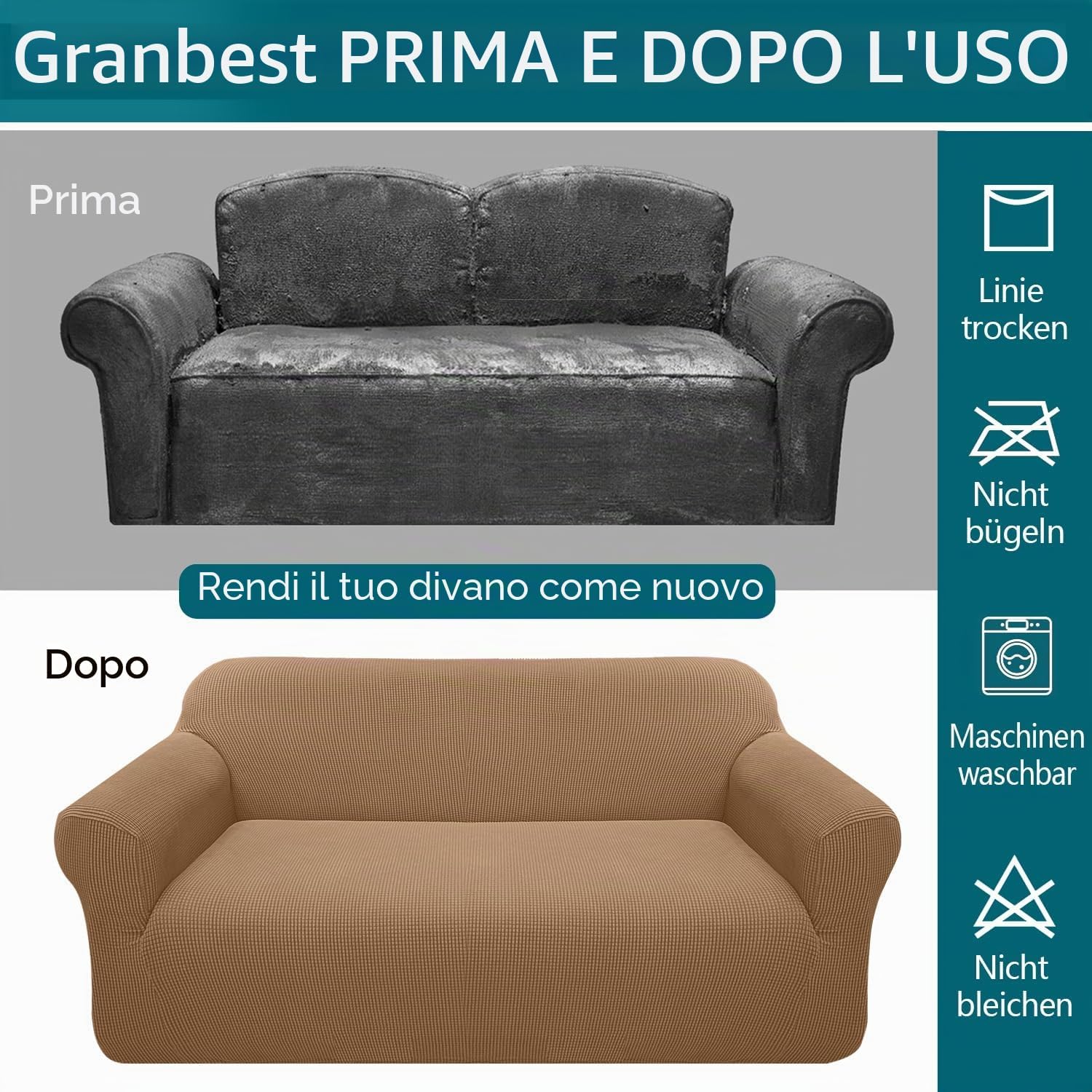 Thumbnail 4 de Granbest copridivano 3 posti 185-235 cm