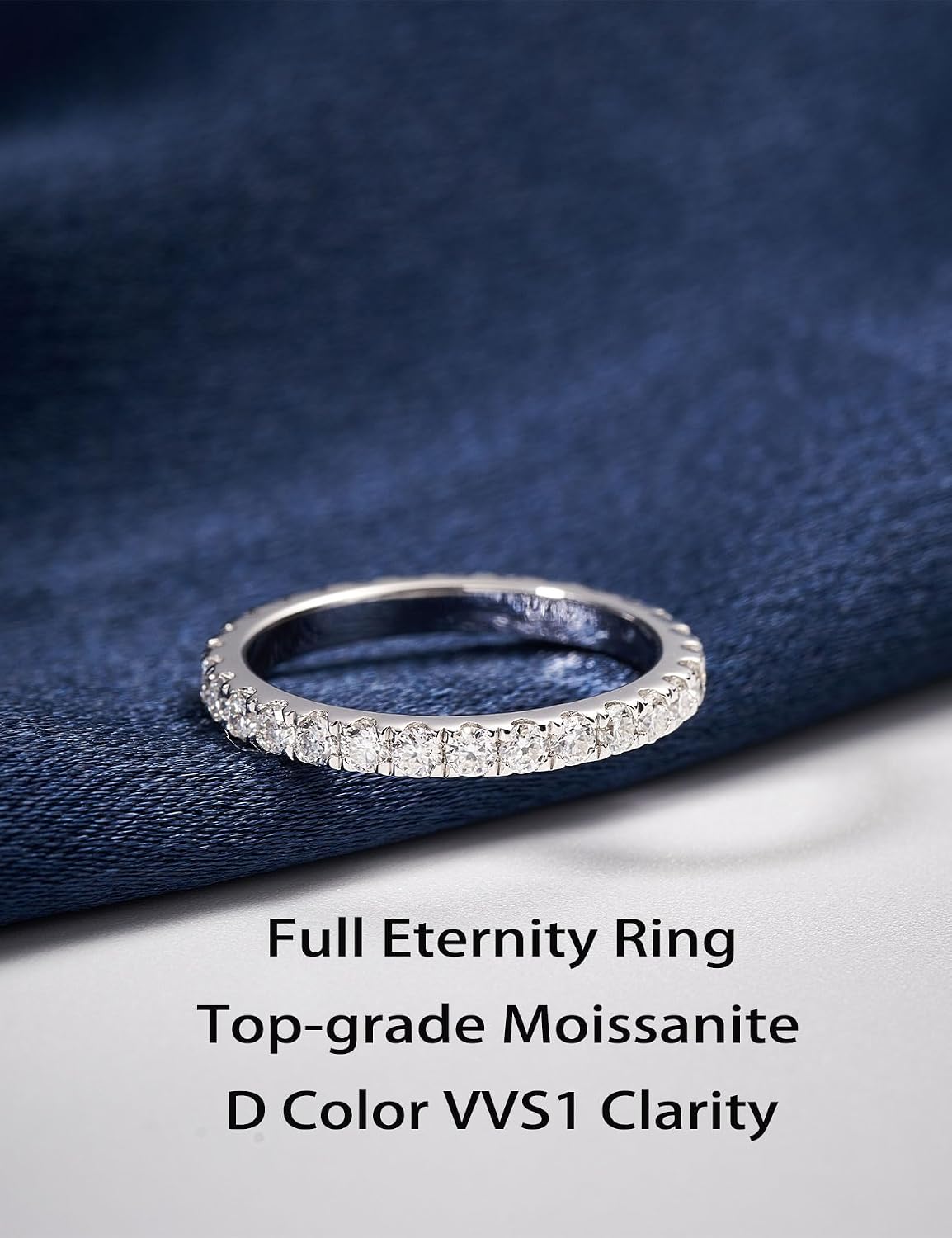 Detalle de IMOLOVE Moissanite Wedding Band in 925 Sterling Silver