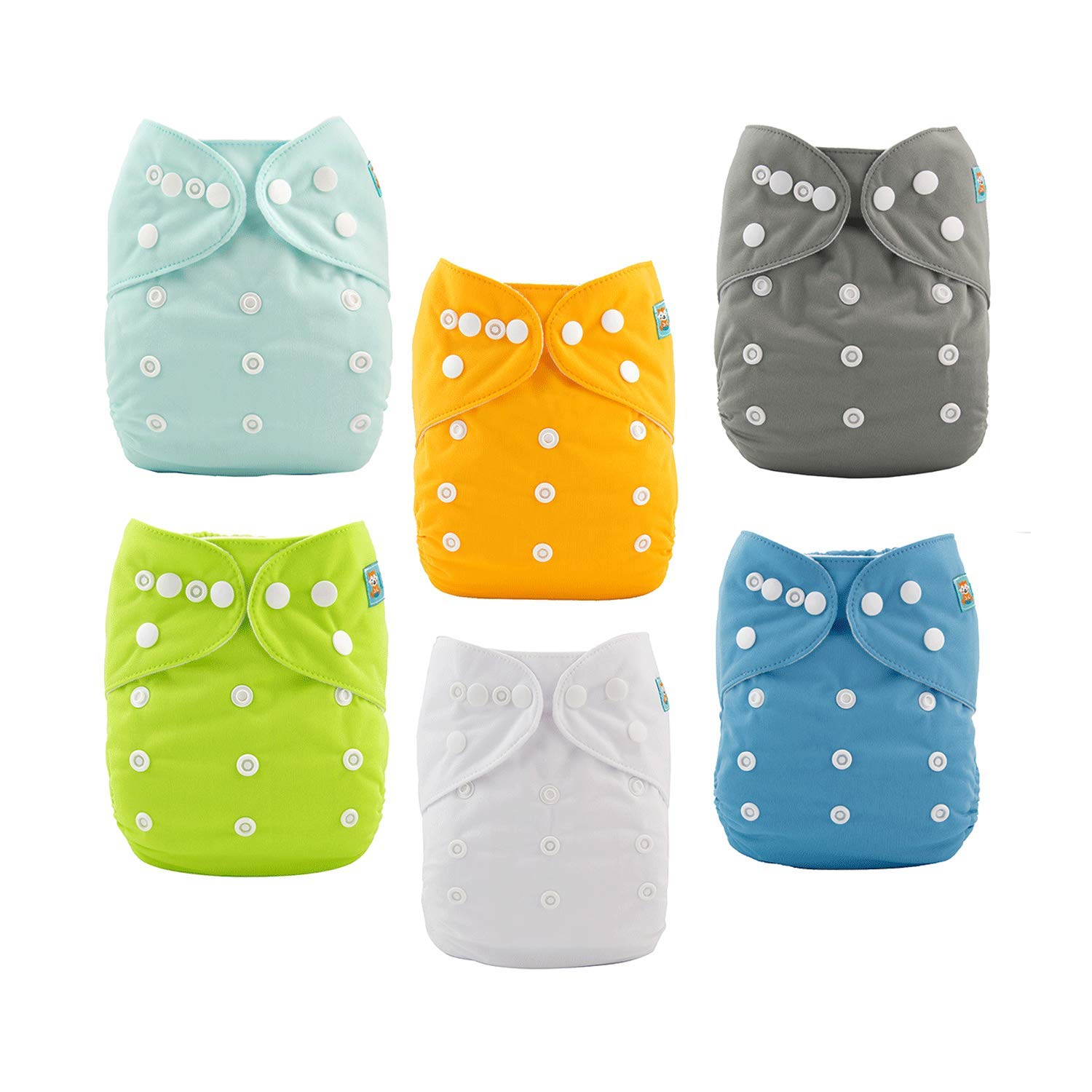 Detalle de ALVABABY Cloth Diapers, 6-Pack with 12 Inserts, Adjustable Waterproof Covers