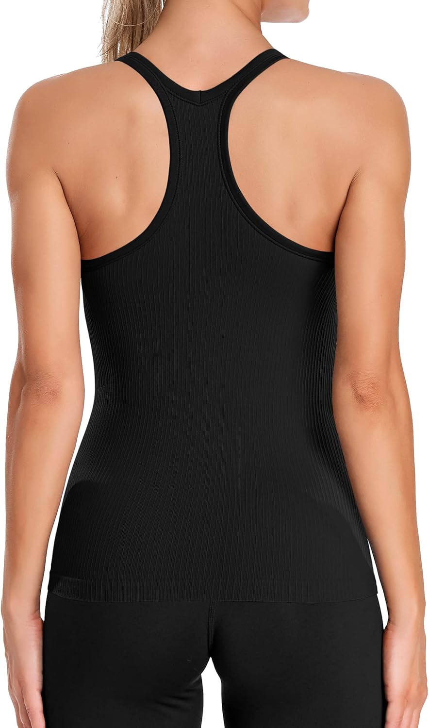 Thumbnail 1 de ATTRACO Ribbed Workout Tank Tops with Built-In Bra: Comfortable Hip-Length Racerback Top
