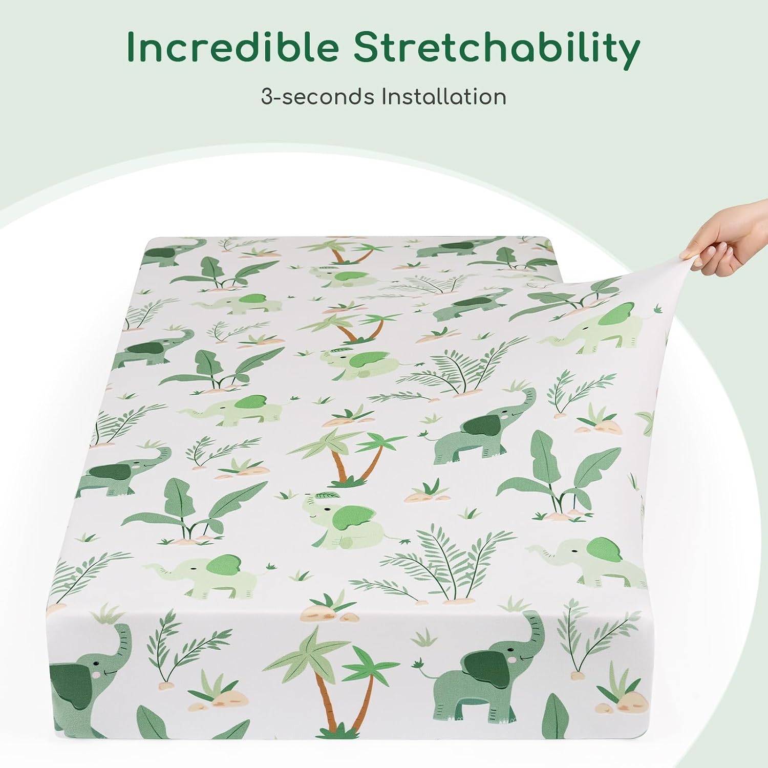 Detalle de Lot de 2 Draps Housse Bébé 70x140 cm en Microfibre Douce – Ajustable et Lavable (Vert Éléphant)