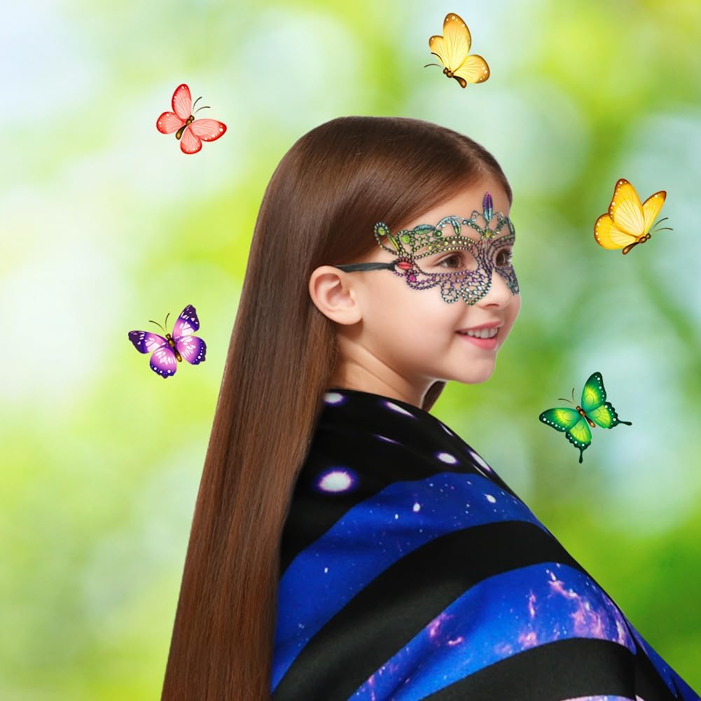 Thumbnail 6 de AUYAO Costume da Farfalla per Bambini – Mantello con Ali, Maschera, Fascia e Adesivi (4 pezzi)