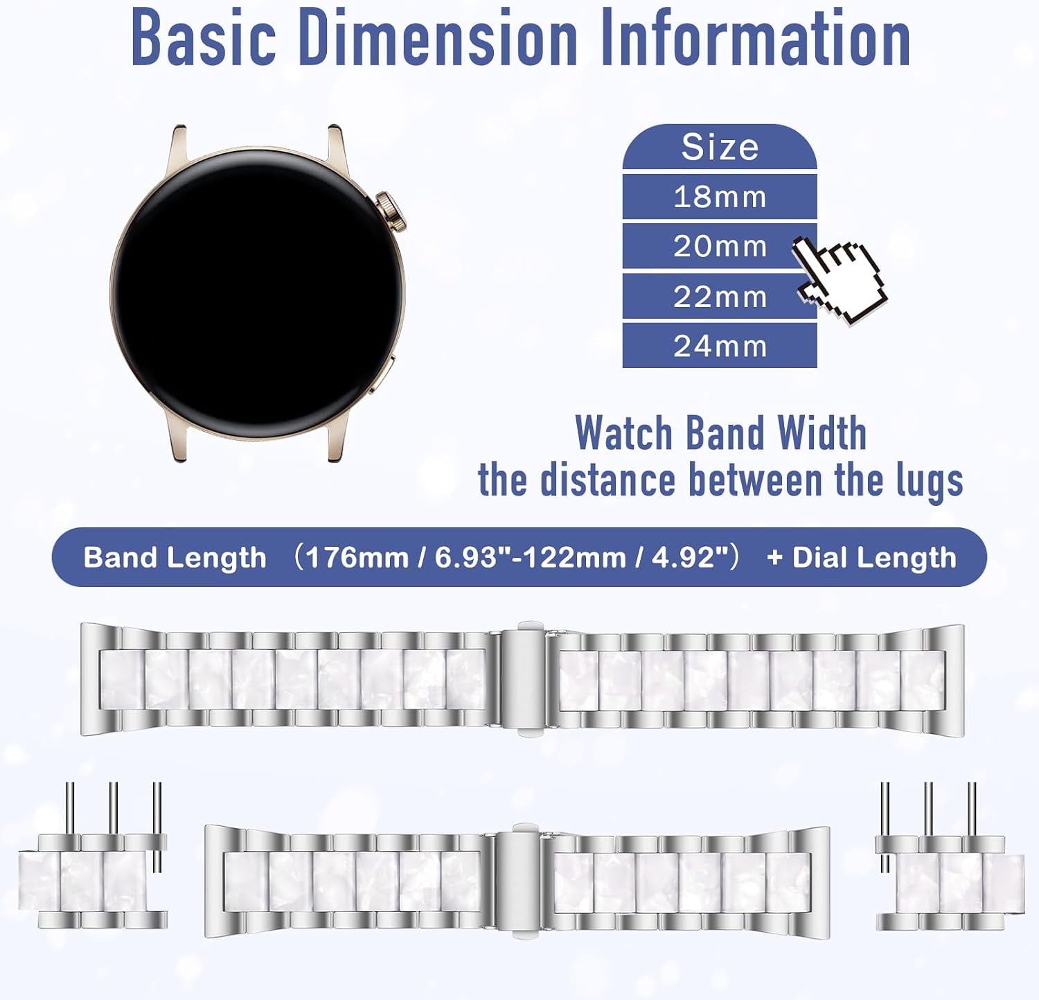 Thumbnail 2 de CeiBand Metal Strap with Quick Release & Deployment Buckle (18mm, 20mm, 22mm)