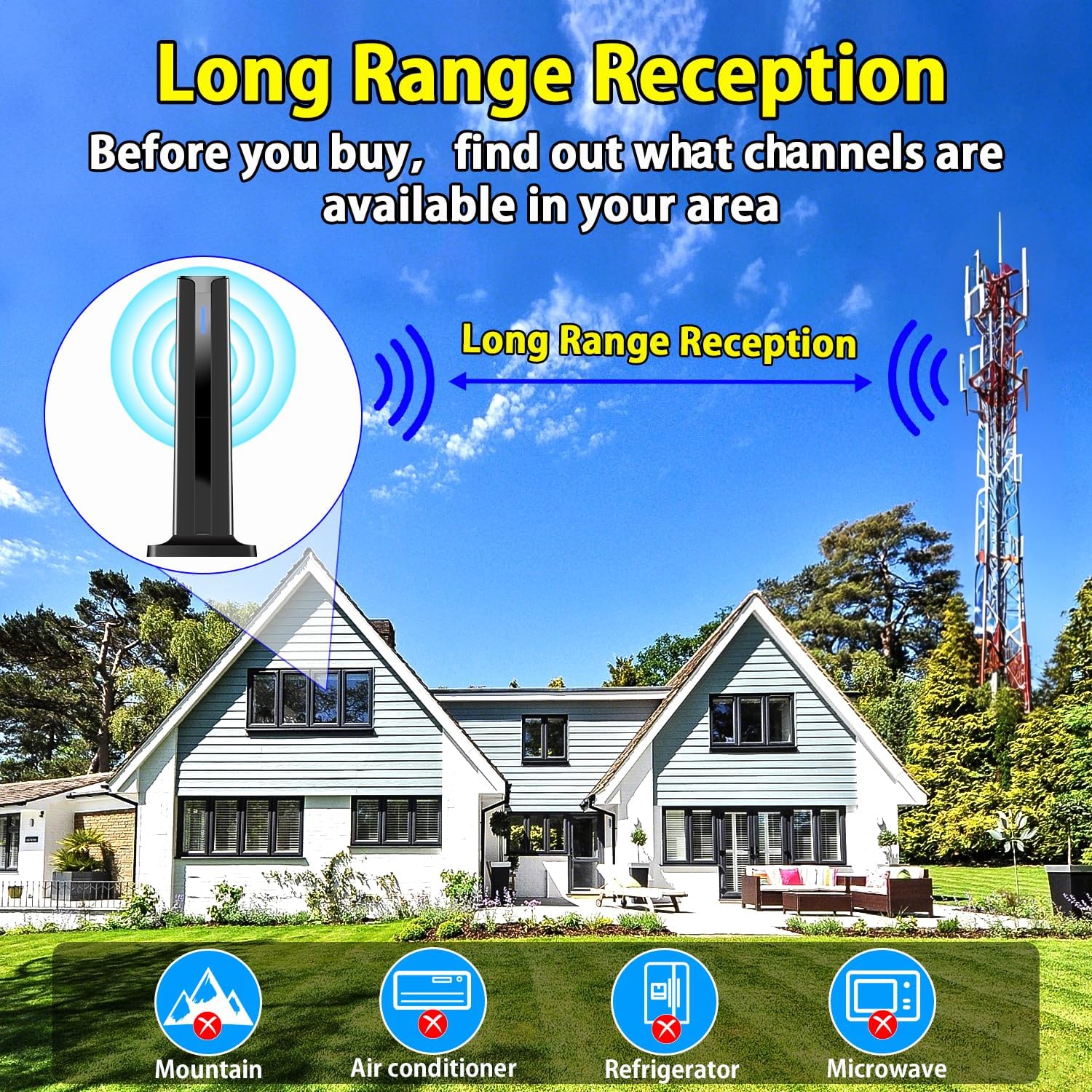 Thumbnail 4 de Digital TV Antenna Indoor: 360° HD Reception with Magnetic Base for Smart TVs
