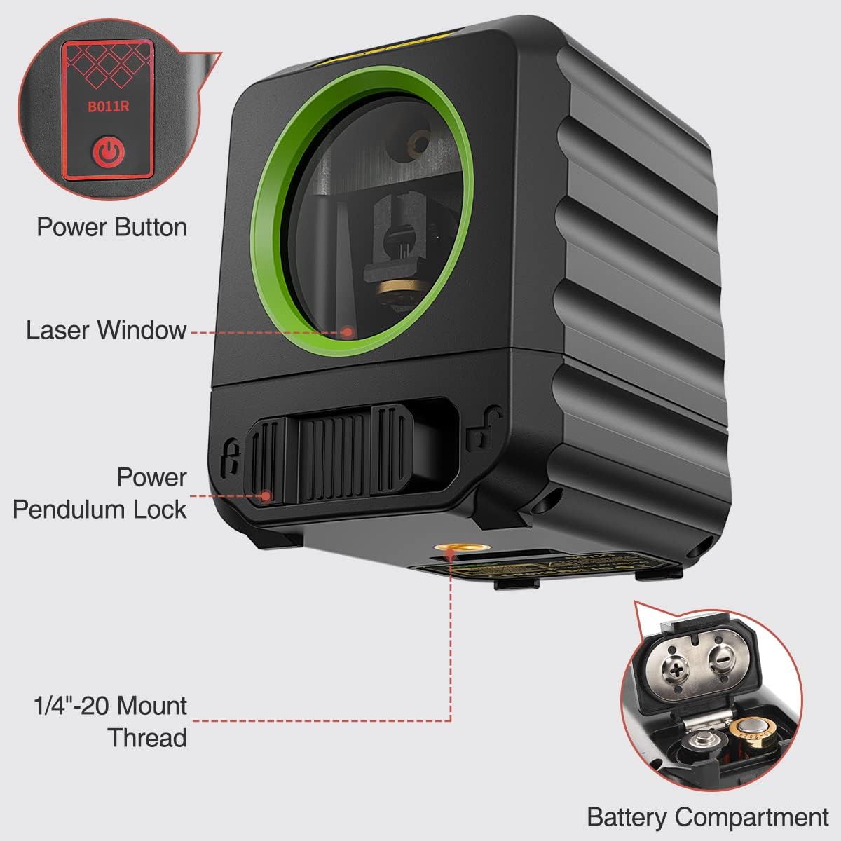 Thumbnail 3 de Huepar Livella Laser Autolivellante 25M B011R (linee rosse incrociate) orizzontale e verticale, IP54, batteria inclusa