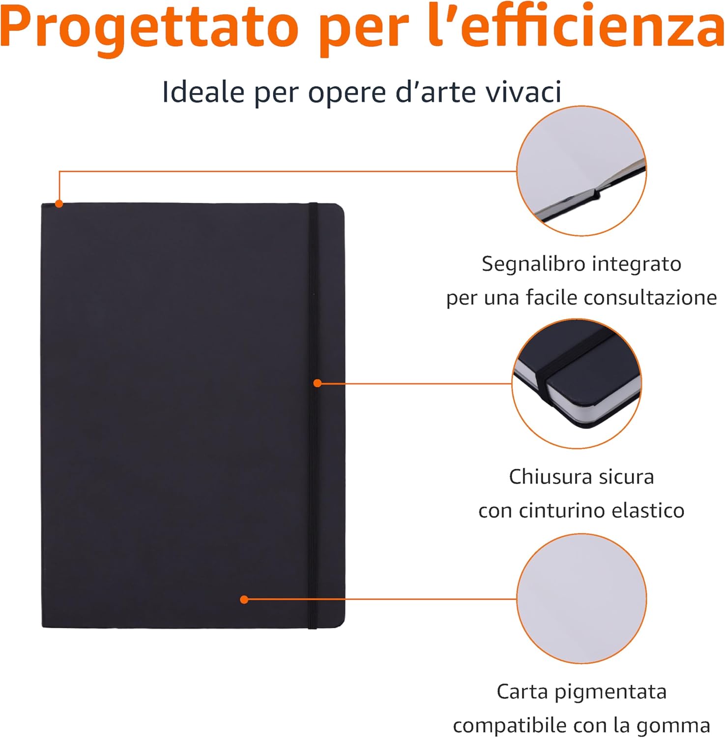 Detalle de Amazon Basics Blocco per schizzi XL, 30 × 22 cm, 48 fogli (96 pagine) - Nero