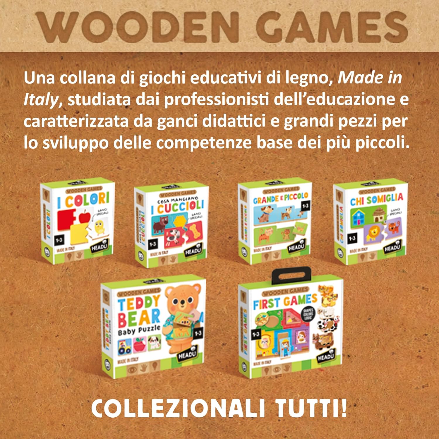 Detalle de HEADU Grande e Piccolo con Speciali Incastri Didattici – Gioco Educativo in Legno per Bambini dai 2 ai 4 Anni