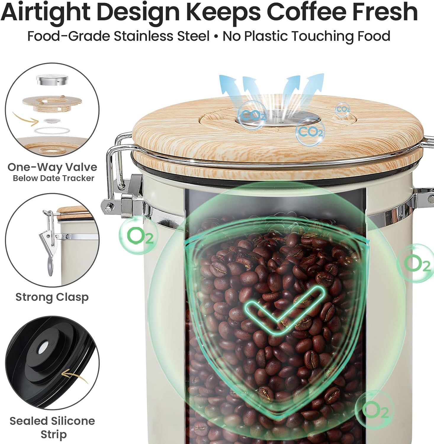 Thumbnail 2 de Veken Coffee Canister Airtight 16 OZ