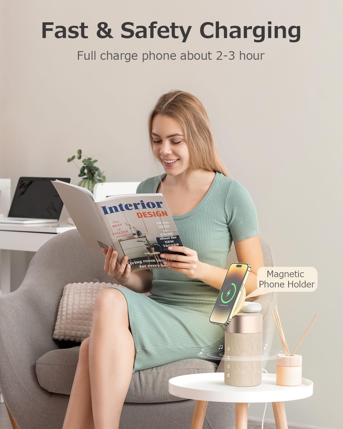 Thumbnail 1 de COLSUR 2-in-1 Magnetic Wireless Charger with Bluetooth Speaker and Night Light