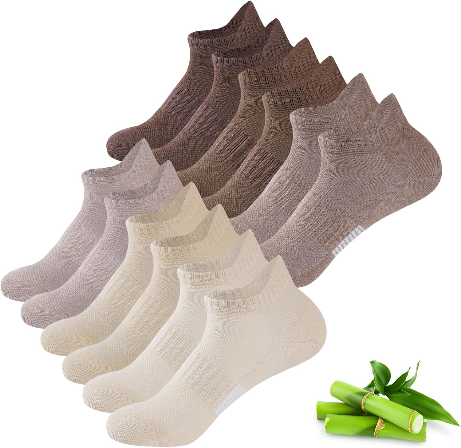 Detalle de inaWarm Bambus Sneaker Socken Damen – 6 Paar, atmungsaktive Kurzsocken im Geschenkset (Größen 35–38 & 39–42)