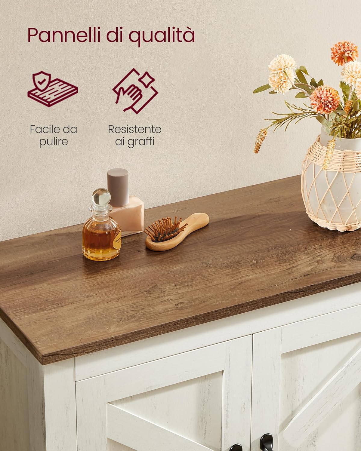 Thumbnail 4 de VASAGLE Collezione LIRY BBK773W01 mobile da bagno/credenza farmhouse con ante e ripiani regolabili