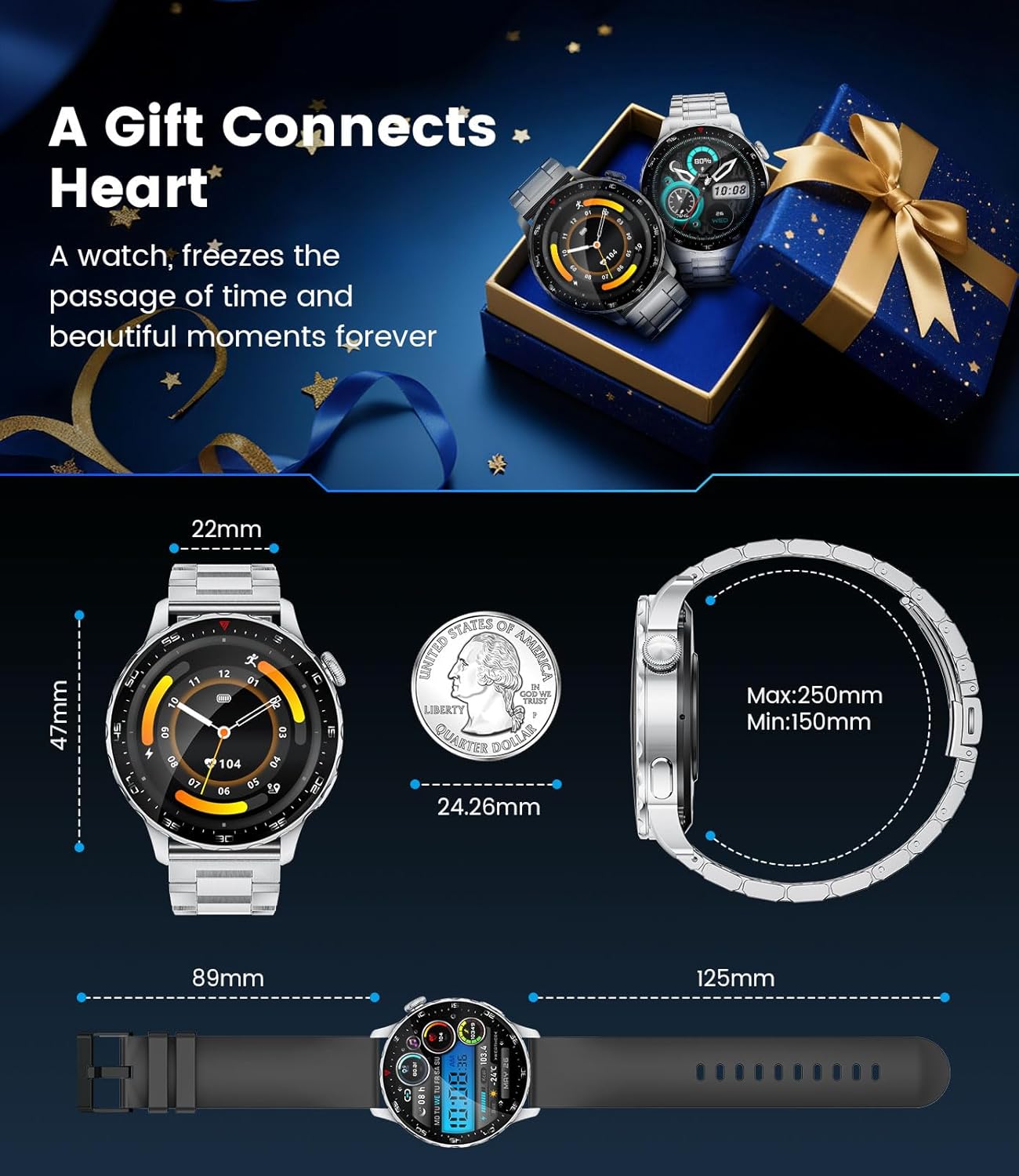 Thumbnail 6 de BENYAR SMART Montre Connectée Homme – Appels Bluetooth, Écran AMOLED 1,43'' et 120 modes sportifs