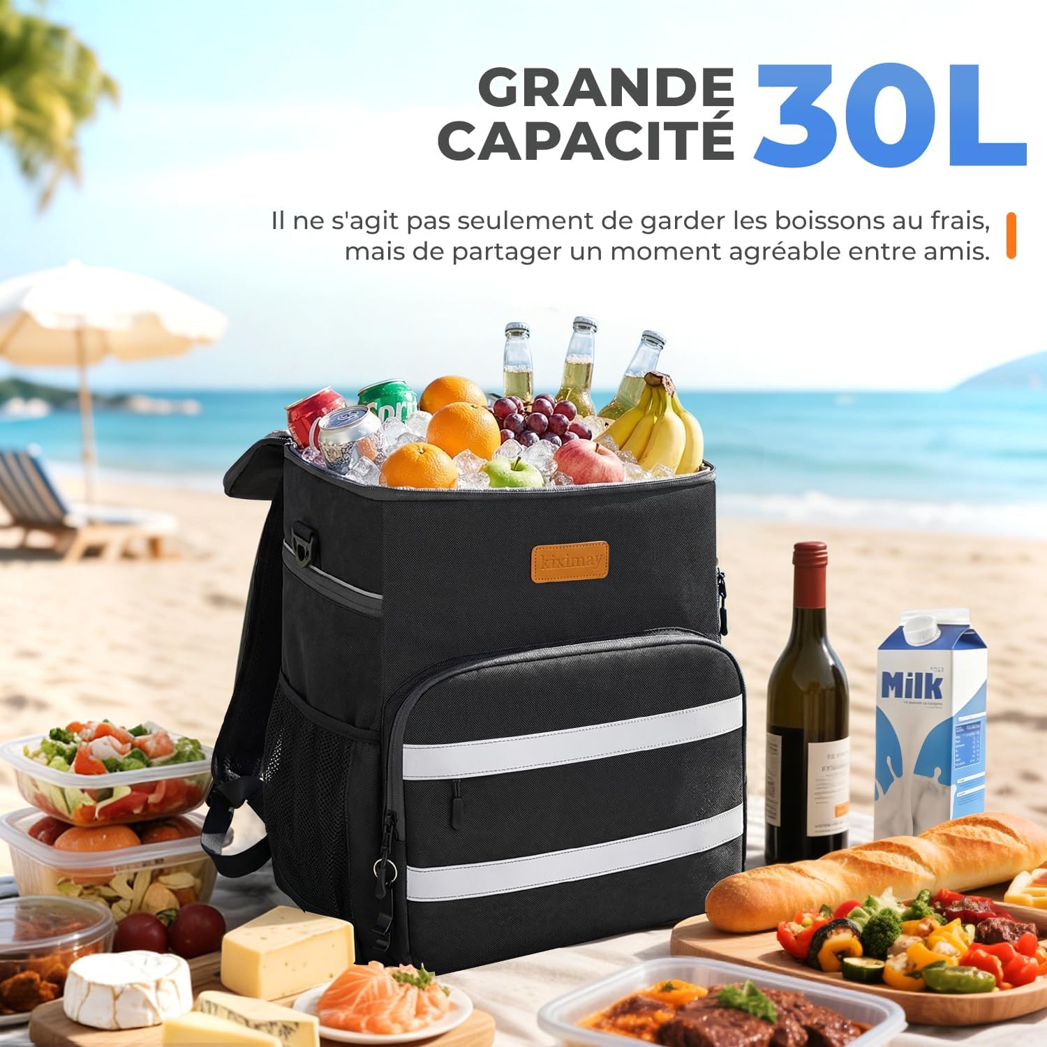 Detalle 2 de Sac à Dos Isotherme 30L Pliable – Grand Capacité, Maintien au Frais 24H, Imperméable et Léger