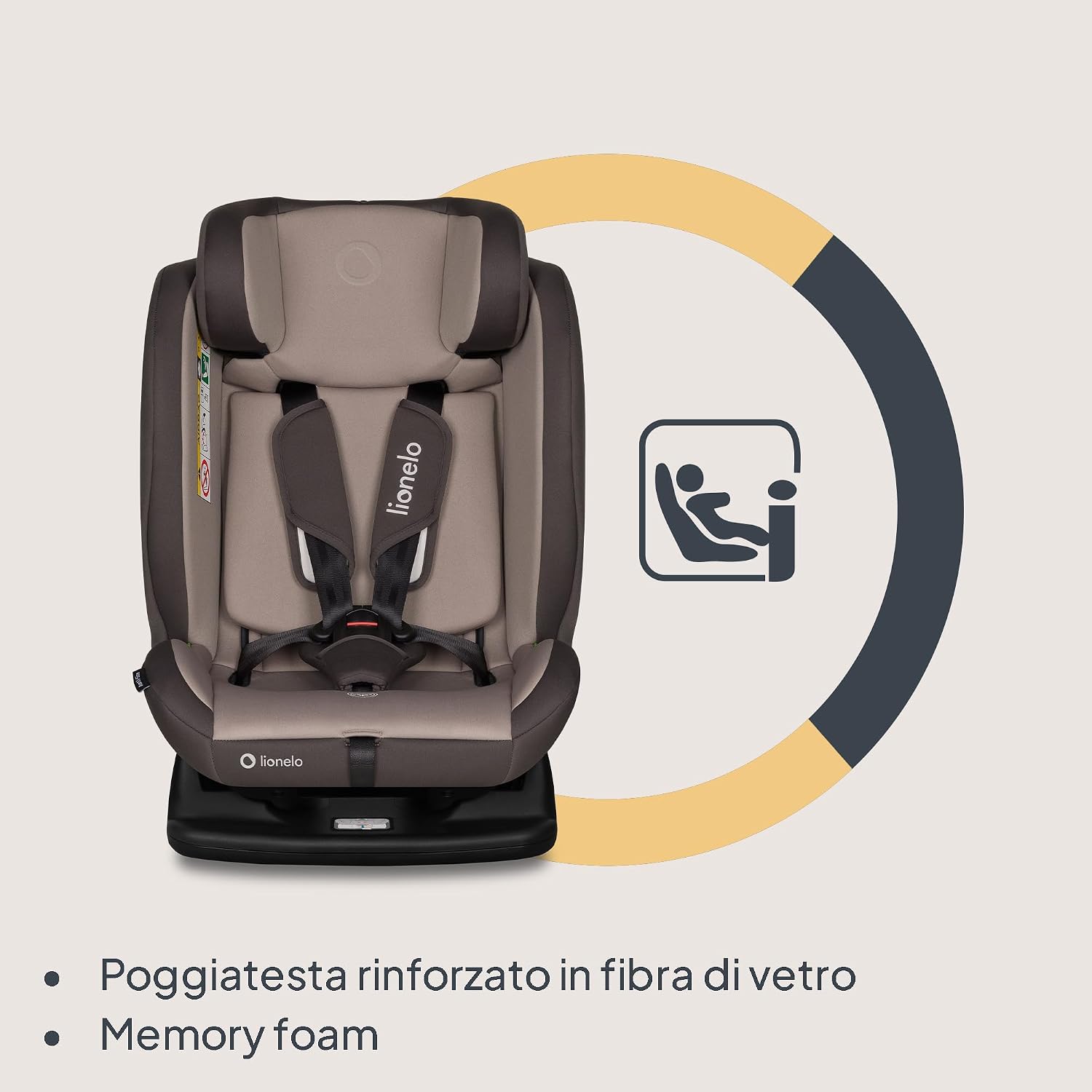 Detalle de LIONELO AART i-SIZE Seggiolino Auto R129 i-Size 40-150 cm con poggiatesta regolabile