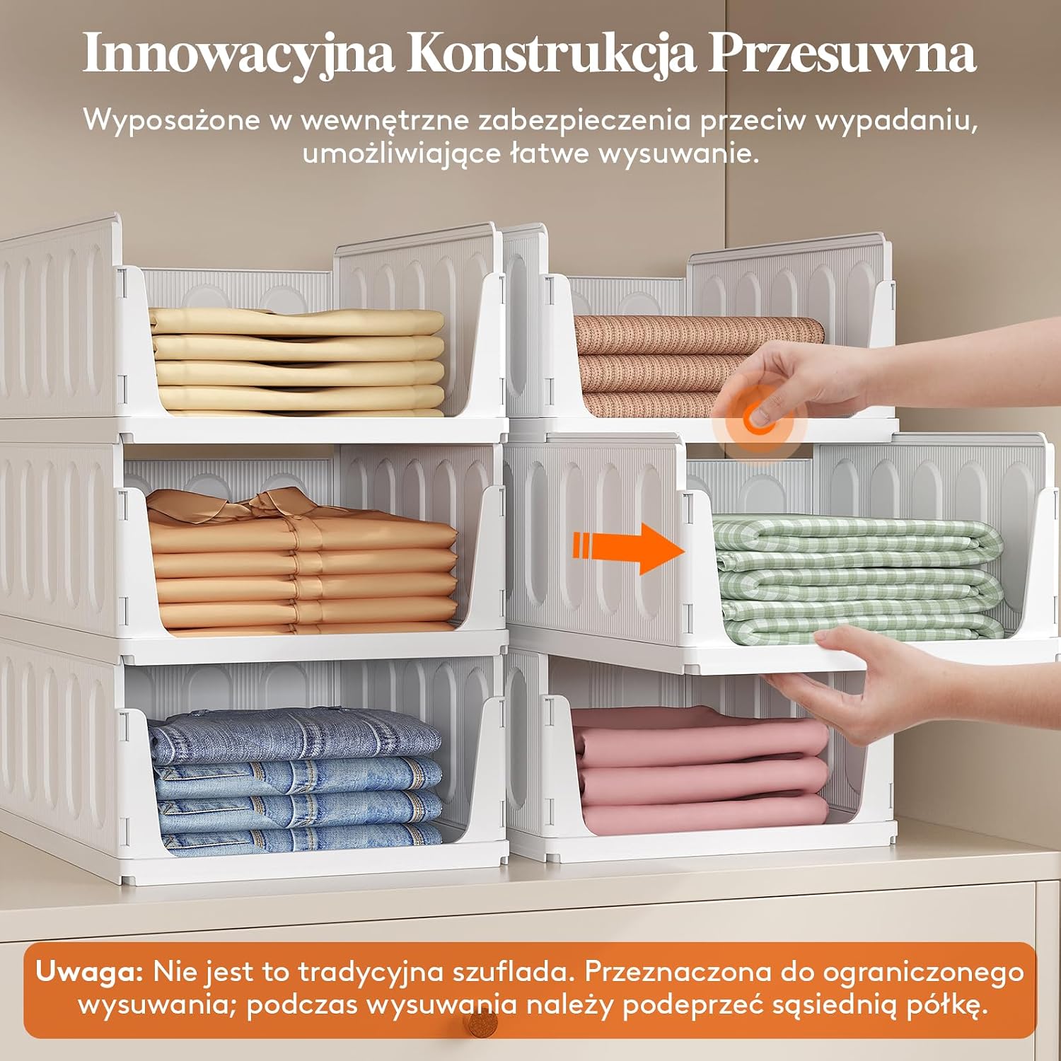 Detalle 2 de Lifewit 25007 – 8 białych organizerów do szafy, piętrowych i wysuwanych