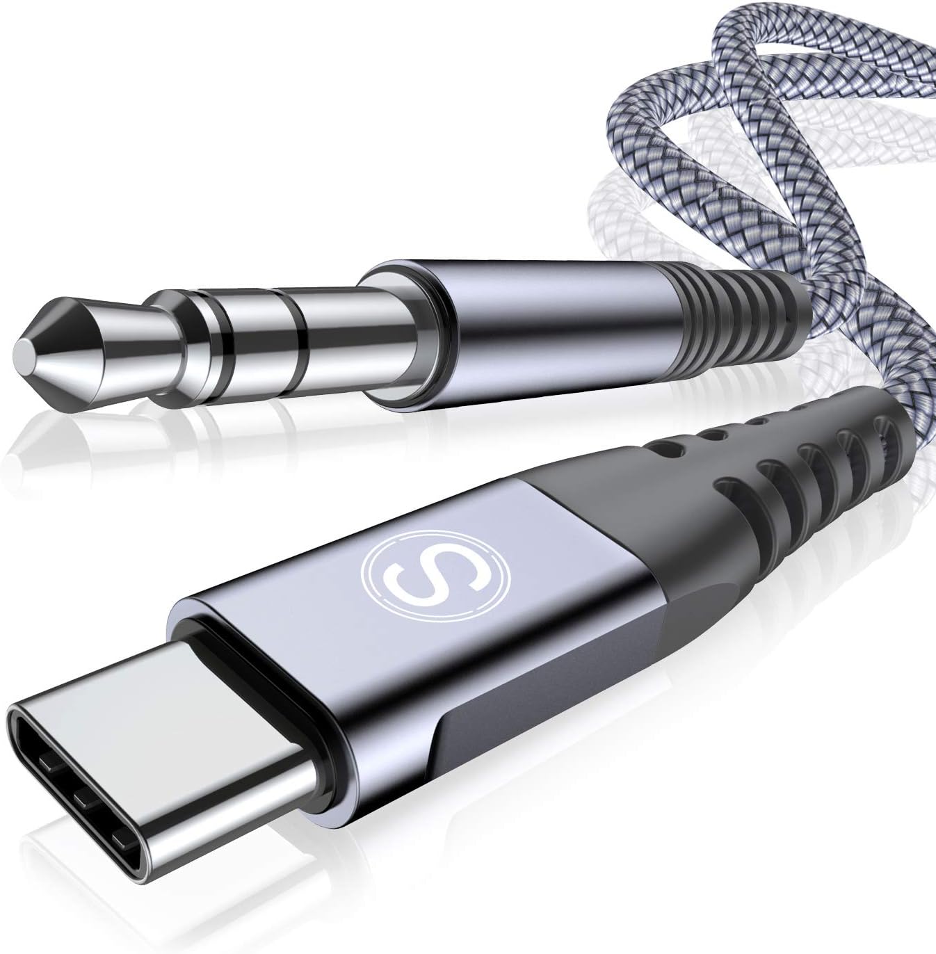 Detalle de Sweguard: Cavo adattatore USB-C a 3,5 mm (1,2 m) per Huawei, Samsung, Xiaomi e altro – audio ad alta fedeltà