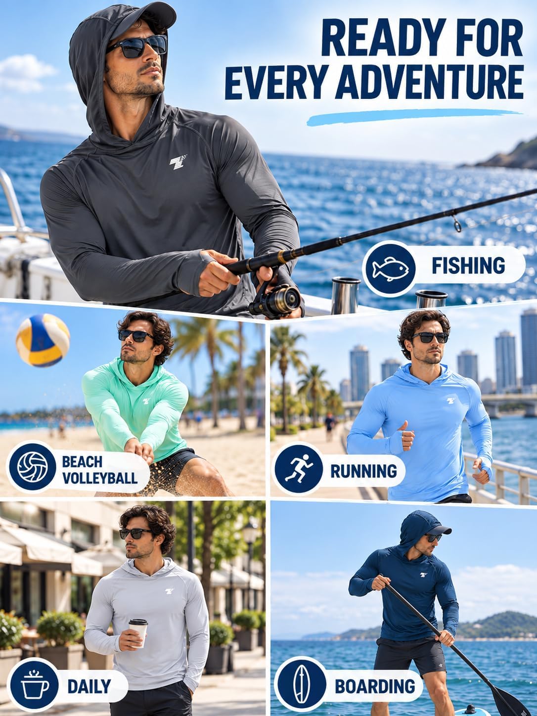 Thumbnail 1 de TELALEO 3-Pack Men’s UPF 50+ Sun Protection Lightweight Hoodie