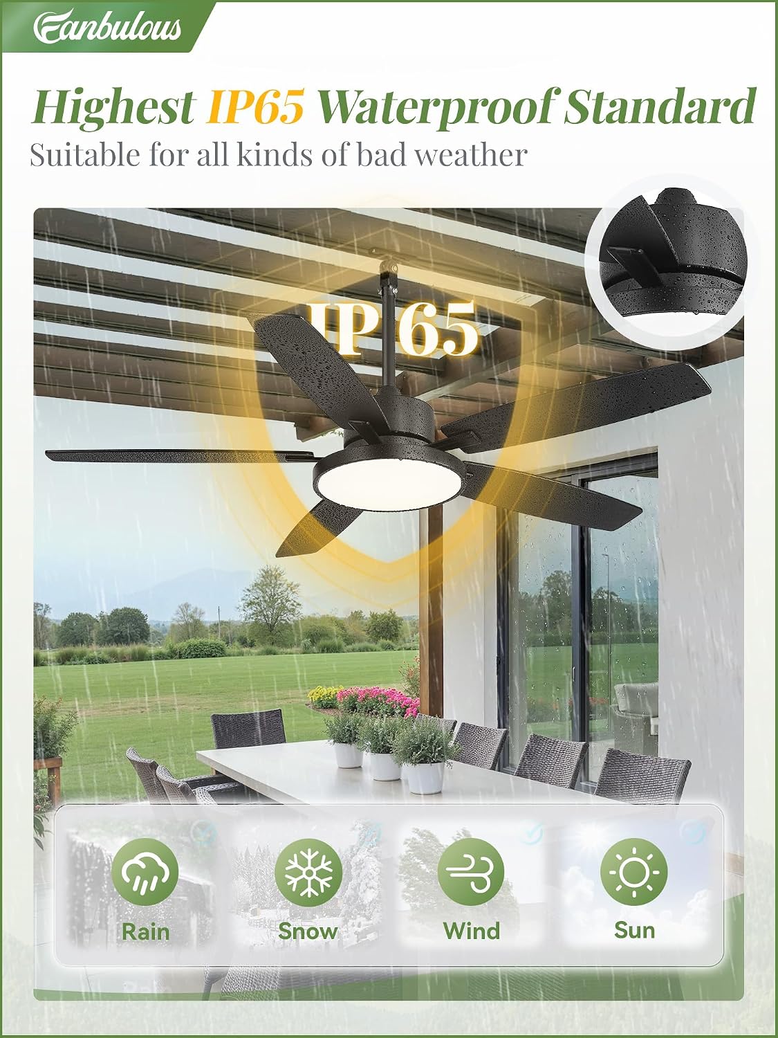 Detalle 2 de Fanbulous outdoor ceiling fan 52-inch