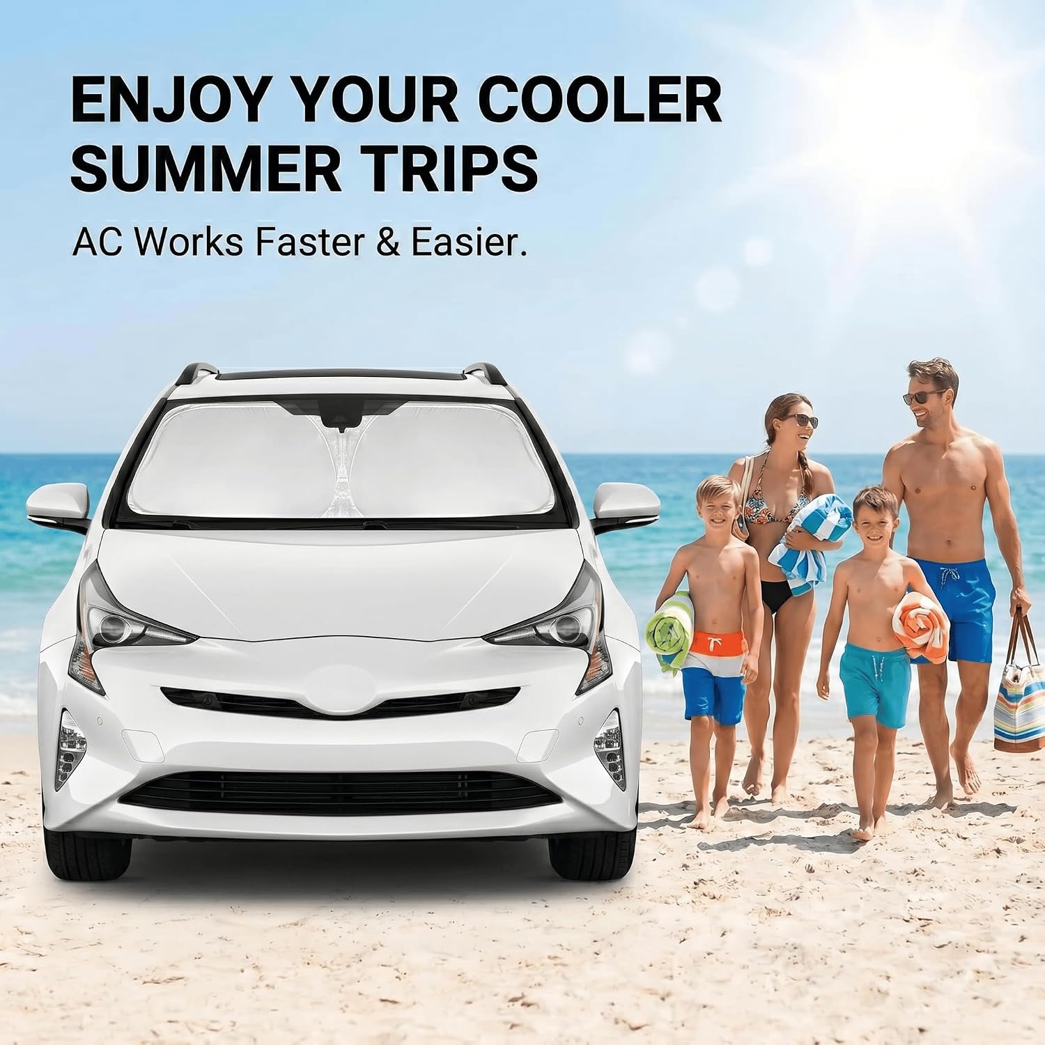 Thumbnail 3 de AuyNeas Windshield Sunshade for Toyota Prius (2016-2022) — Custom Front Window Shade