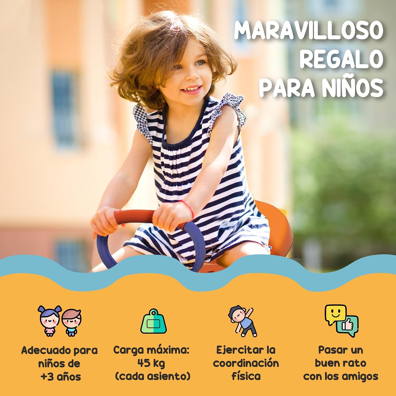 Thumbnail 2 de Outsunny balancín infantil 90 kg 360°