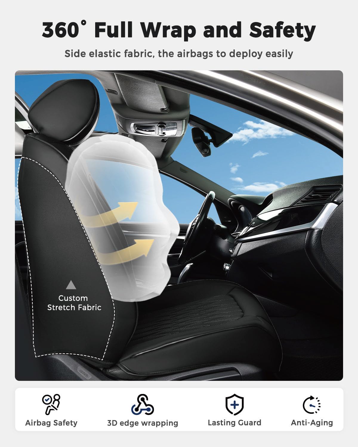 Detalle 2 de Huidasource Car Seat Covers Faux Leather