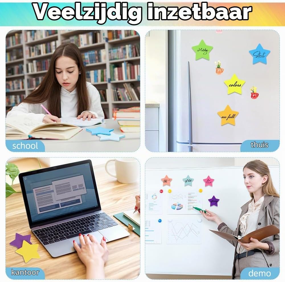 Thumbnail 6 de AUAUY 5411015 stervormige plakbriefjes, 240 vellen in 8 kleuren