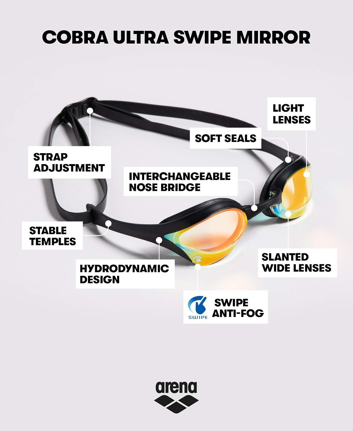 Thumbnail 2 de ARENA Cobra Ultra Swipe Mirror – Wettkampf-Schwimmbrille für Erwachsene