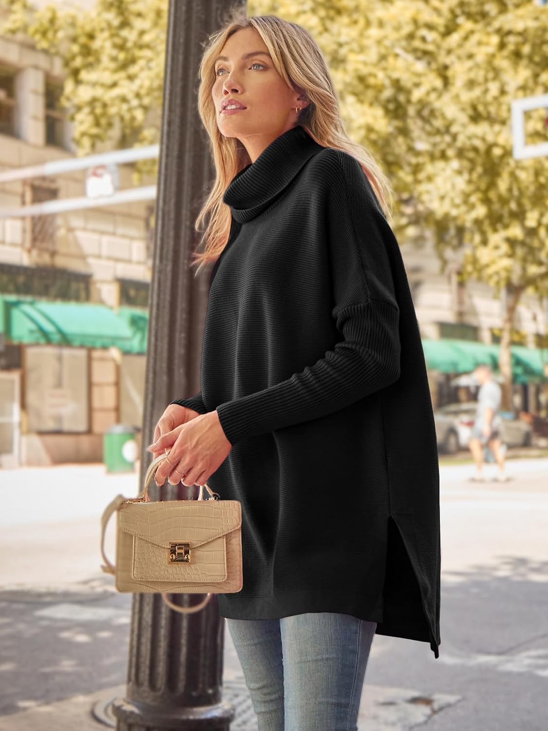 Detalle 2 de LILLUSORY Turtleneck Oversized Sweater for Women