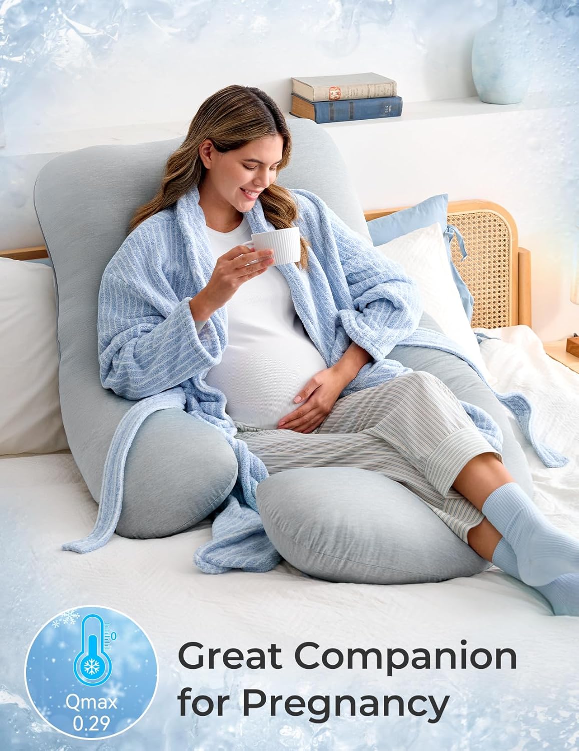 Thumbnail 1 de Momcozy 57-Inch U-Shaped Pregnancy Pillow with Cooling Cover